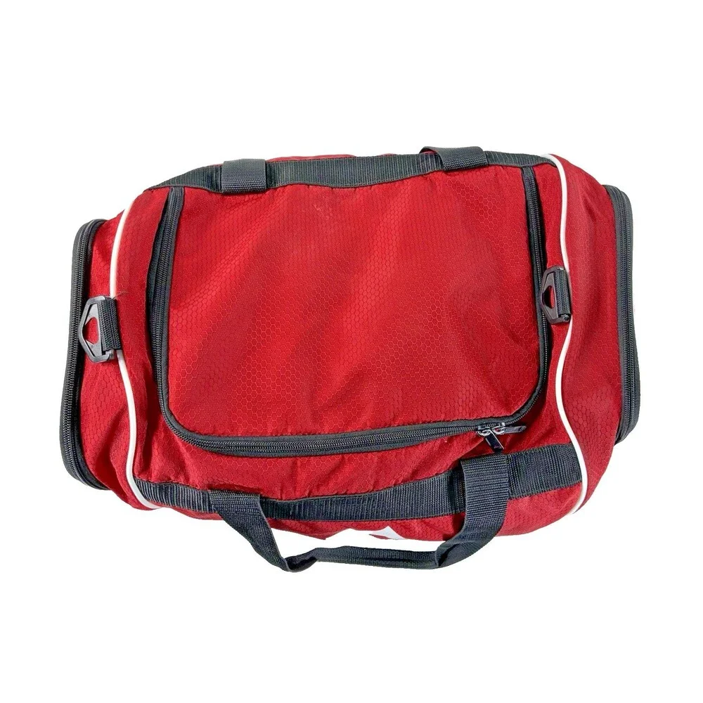 Adidas Defender Red and White Gym Duffel Bag with Handle